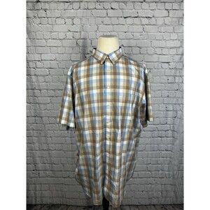 Gold Label Roundtree & Yorke 3XT Short Sleeve Button Down Shirt Blue,Brown Check